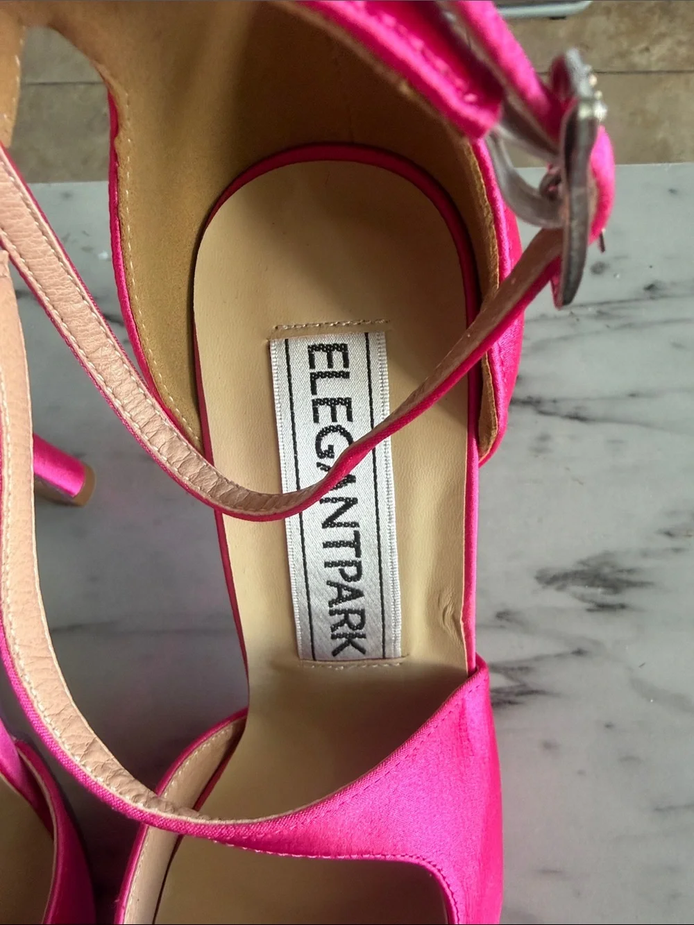 Satin Strappy High Heel Sandals in Hot Pink
